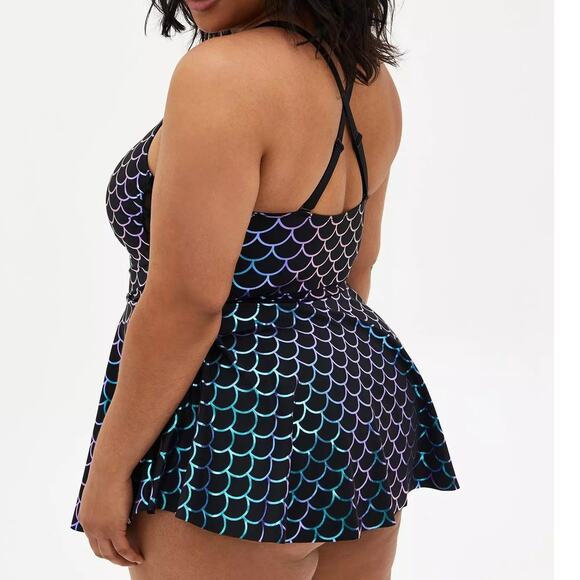 Torrid 2 (2X 18/20) Mermaid Wireless Padded Short Length Swim Dress w/Briefs New - Picture 5 of 5